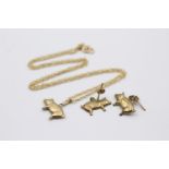 9ct gold lucky pig pendant & earrings set (2.6g)