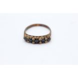 9ct gold vintage sapphire set half eternity ring - size l (1.7g)