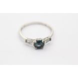 9ct White Gold Topaz Three Stone Ring (1.8g) Size S