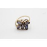 9ct Gold 'Gtv' Purple Gemstone Butterfly Ring (3.5g) Size N