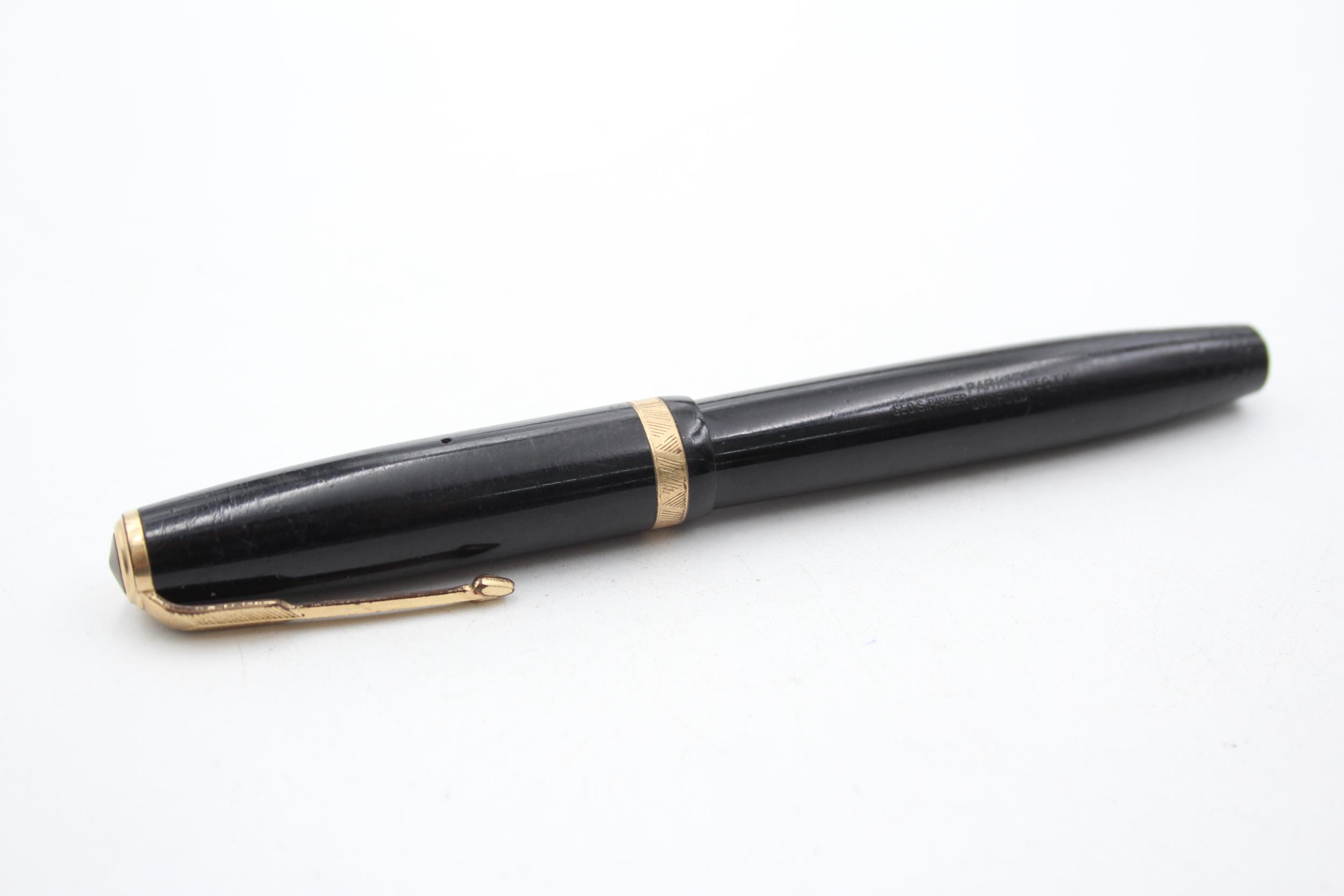 Vintage PARKER Duofold Black FOUNTAIN PEN w/ Gold Plate Nib WRITING // Vintage PARKER Duofold - Image 8 of 8