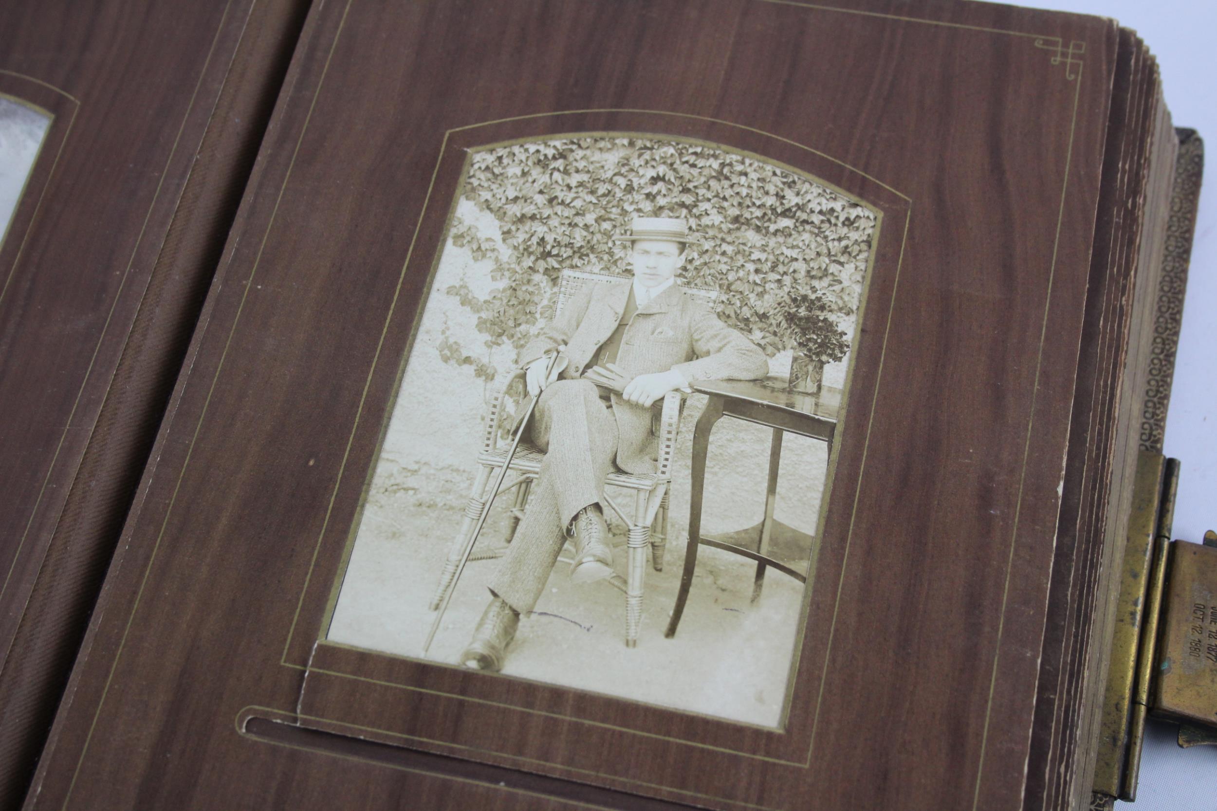 Antique Embossed Leather PHOTO ALBUM c. 1877 w/ White Metal Clasp & Photographs // Approx - Image 2 of 5