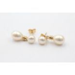 14ct Yellow Gold Pearl Drop Earrings (2.5g)