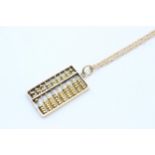 14ct Yellow Gold Vintage Abacus Pendant Necklace (6.4g)