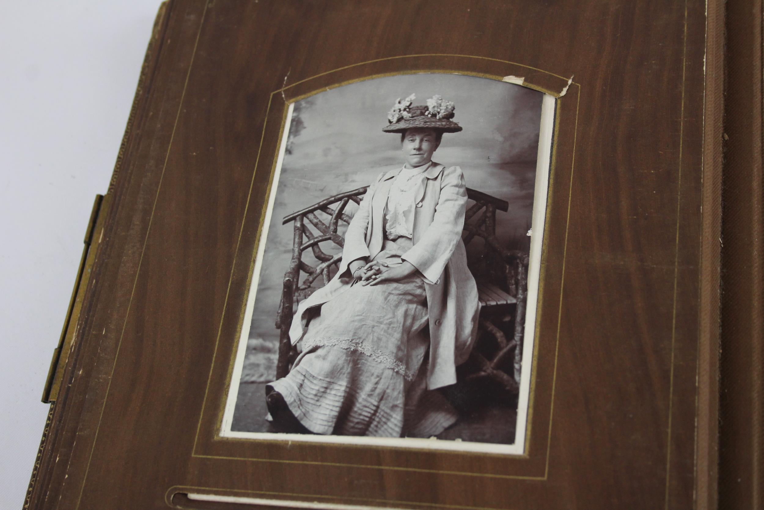 Antique Embossed Leather PHOTO ALBUM c. 1877 w/ White Metal Clasp & Photographs // Approx - Image 4 of 5