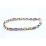 9ct Yellow Gold Amethyst, Iolite, Garnet, Citrine & Peridot Tennis Bracelet (9g)