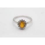 9ct White Gold Opal & White Gemstone Halo Ring (2.1g) Size P 1/2