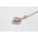 9ct White Gold Diamond Lavalier Style Pendant Necklace (1.9g)