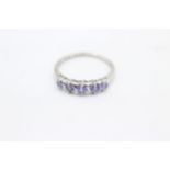 9ct White Gold Tanzanite Five Stone Ring (1.8g) Size O