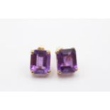 9ct Yellow Gold Amethyst Stud Earrings (3.7g)