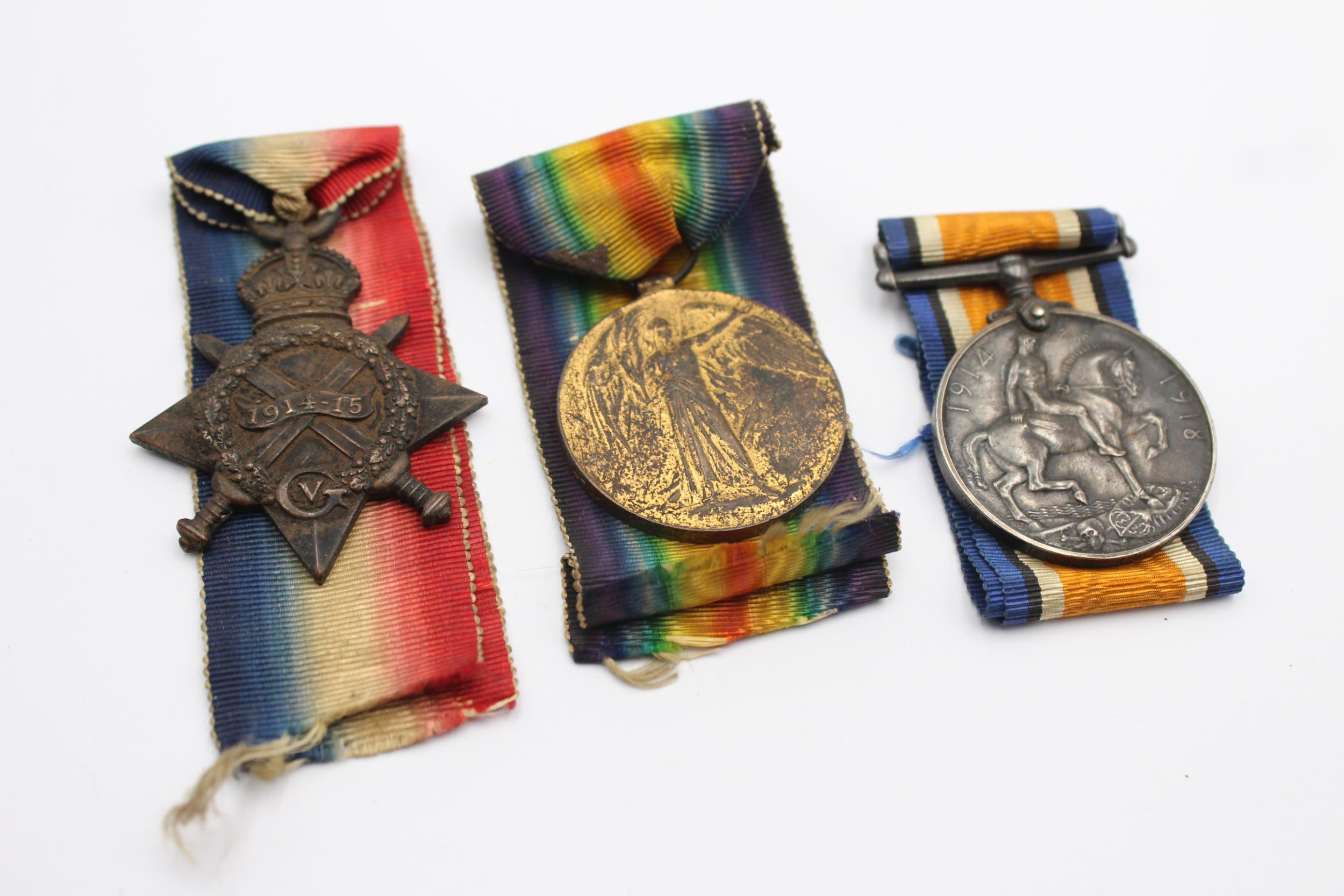 WW1 1914-15 Star Trio Medals & Original Long Ribbons Named Gnr E. Bennett, RA // WW1 1914-15 Star
