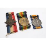 WW1 1914-15 Star Trio Medals & Original Long Ribbons Named Gnr E. Bennett, RA // WW1 1914-15 Star