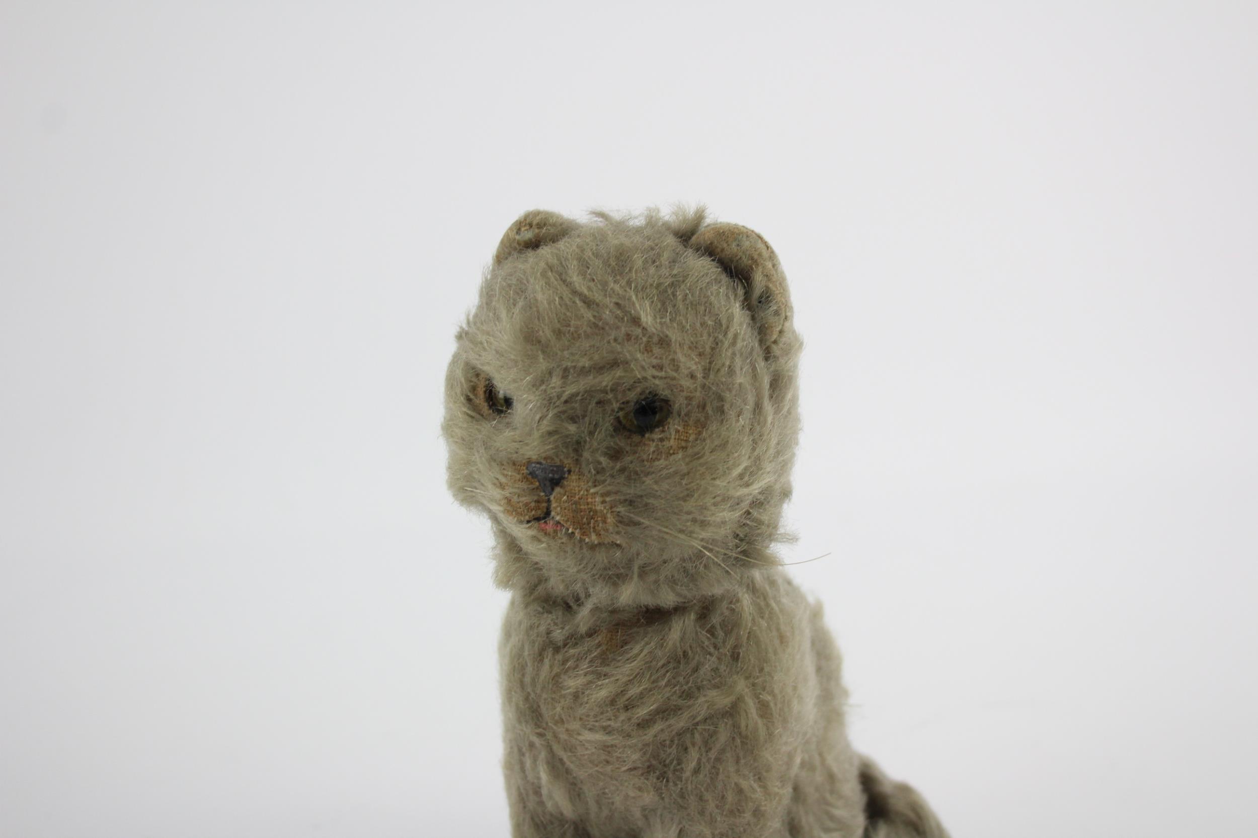 Vintage 1930's MERRYTHOUGHT Mohair Cat Soft Toy w /Original Label & Glass Eyes // Approx. Height: - Image 2 of 6