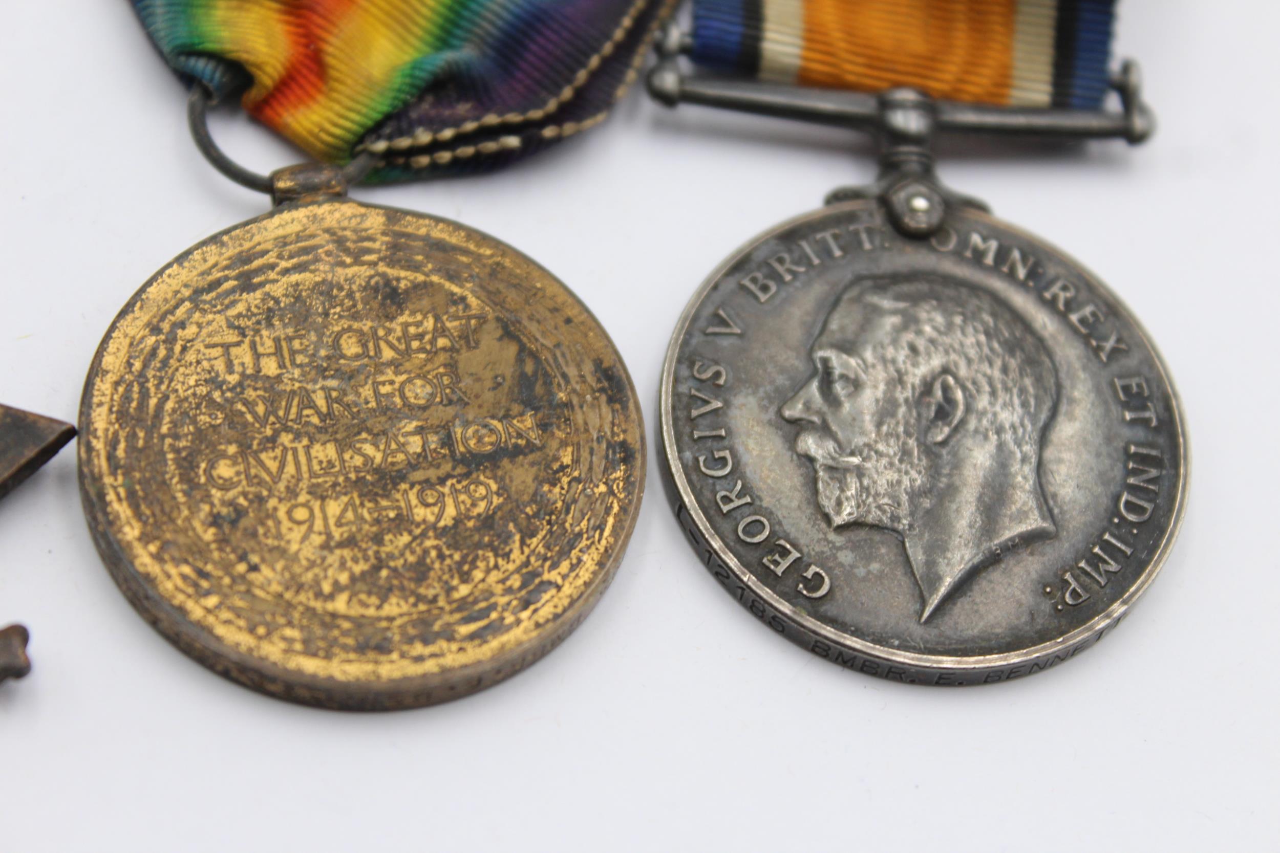 WW1 1914-15 Star Trio Medals & Original Long Ribbons Named Gnr E. Bennett, RA // WW1 1914-15 Star - Image 5 of 7