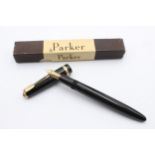 Vintage PARKER Maxima Duofold Black FOUNTAIN PEN w/ 14ct Gold Nib WRITING Boxed // Vintage PARKER