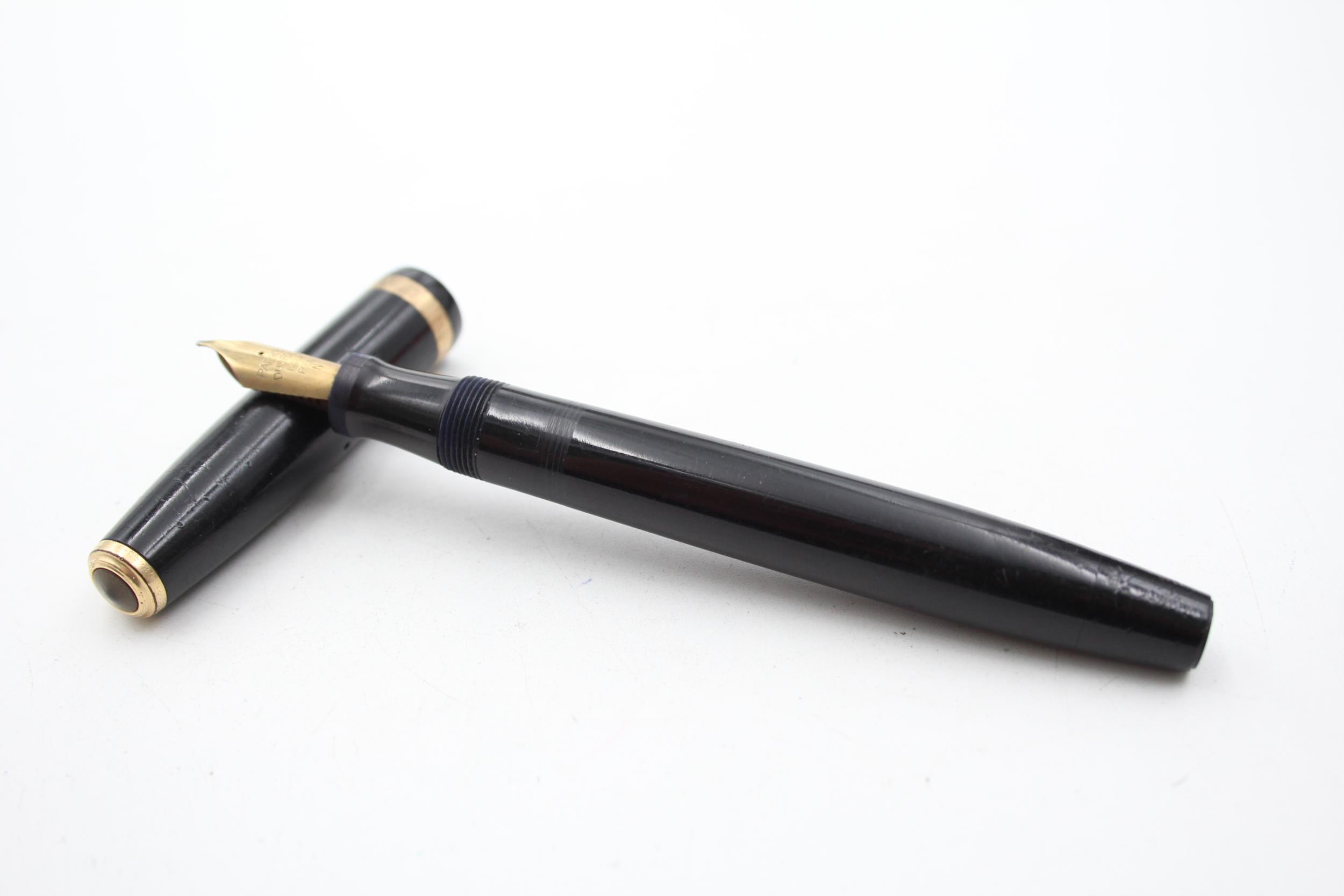 Vintage PARKER Duofold Black FOUNTAIN PEN w/ Gold Plate Nib WRITING // Vintage PARKER Duofold