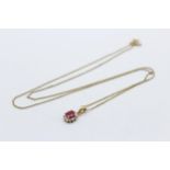 9ct Gold Diamond & Ruby Pendant Necklace (1.5g)