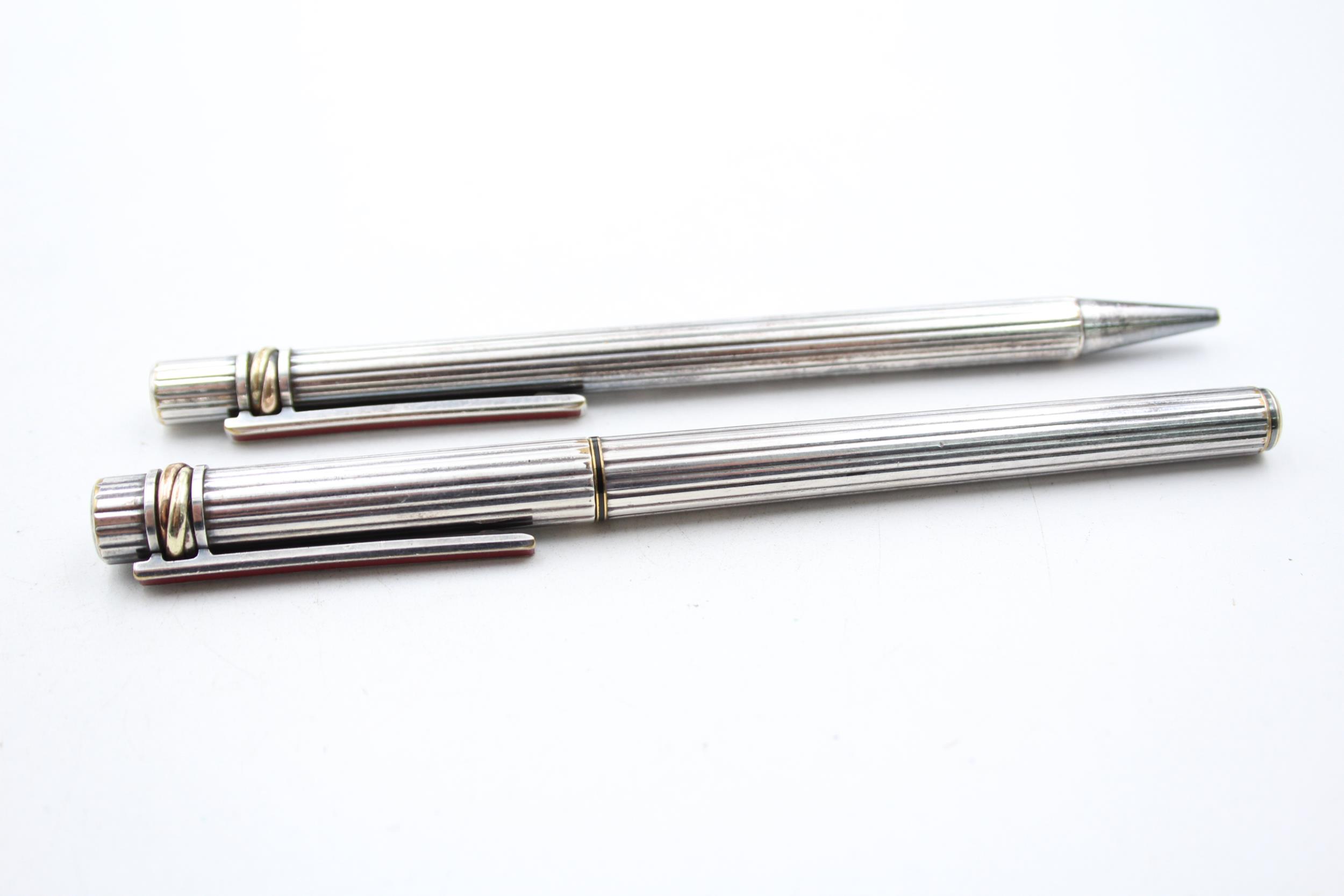 MUST DE CARTIER Silver Plate FOUNTAIN PEN w/ 18ct Gold Nib, Matching Ballpoint // Ballpoint is - Image 8 of 8