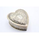 Antique Victorian 1895 London STERLING SILVER Heart Shaped Trinket Box (96g) // w/ Personal