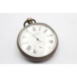 Vintage Gents .935 SILVER Open Face WATCH Key-Wind WORKING 110g // Vintage Gents .935 SILVER Open