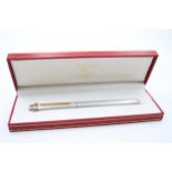 MUST DE CARTIER Silver Tone Ballpoint Pen / Biro w/ Box - 206790 // UNTESTED In previously owned