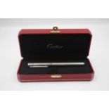 LES MUST DE CARTIER Silver & Gold Plated Fountain Pen w/ 18ct Gold Nib WRITING // w/ Original Box