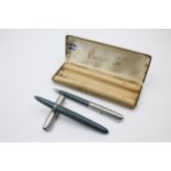 Vintage PARKER 51 Grey FOUNTAIN PEN w/ Brushed Steel Cap, Pencil, Original Box // Vintage PARKER