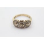 9ct Gold Vintage Diamond Bulls-Eye Cluster Ring (3.4g) Size O