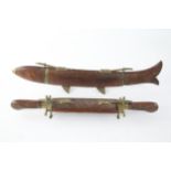 2 x Vintage/Antique Carving Knife Sets inc. Carved Wooden Casing, Fish // 2 x Vintage/Antique