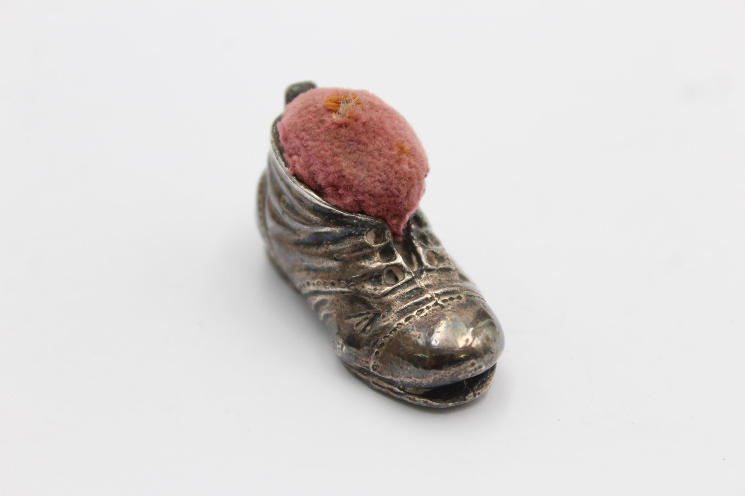 Vintage Stamped .925 STERLING SILVER Novelty Boot Form Pin Cushion (33g) // Maker - Unidentifiable