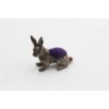 Vintage 1994 London STERLING SILVER Small Novelty Rabbit Pin Cushion (17g) // Maker - Ari D Norman