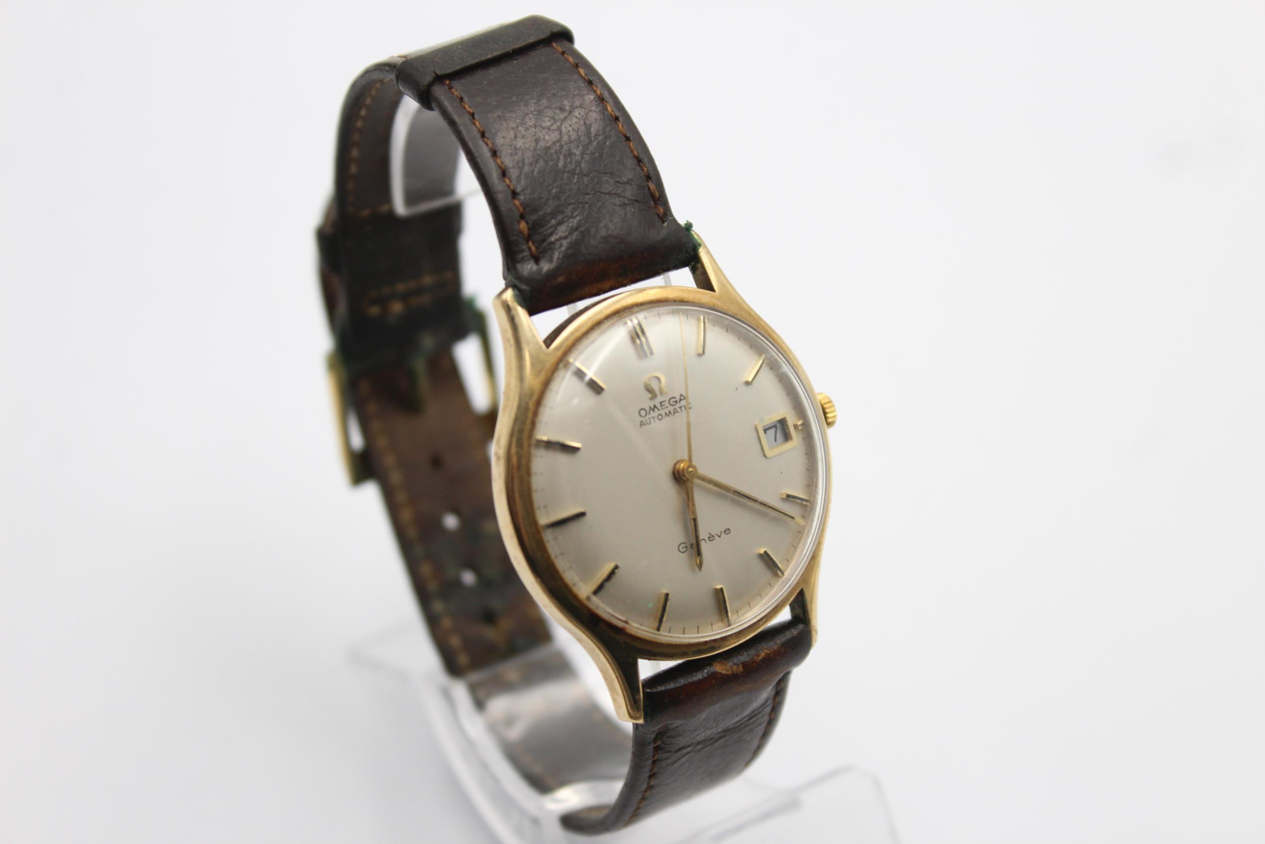 Vintage Gents OMEGA GENEVE 9ct Gold WRISTWATCH Automatic WORKING // Vintage Gents OMEGA GENEVE 9ct