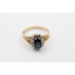 9ct Gold Diamond & Sapphire Halo Ring (3g) Size M