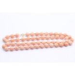 14ct Gold Clasp Angel Skin Coral Beaded Necklace With Gold Spacers (44.3g)