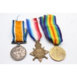 WW1 1914-15 Star Trio Medals Named 3806 Pte J. W. Lindley, Yorkshire Regt // WW1 1914-15 Star Trio