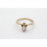 9ct Gold Vintage Opal & Diamond Princess Band Ring (1.7g) Size J