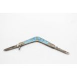 Vintage .925 STERLING SILVER Novelty Souvenir Australia Boomerang Pen Knife 13g // w/ Enamel