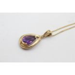 9ct Gold Amethyst Pendant Necklace (2.1g)