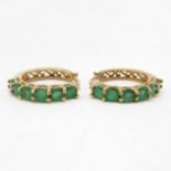9ct Gold Vintage Emerald Hoop Earrings (2.2g)