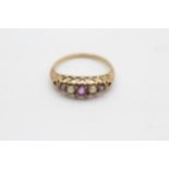 9ct Gold Amethyst & Seed Pearl Five Stone Ring (2.3g) Size Q