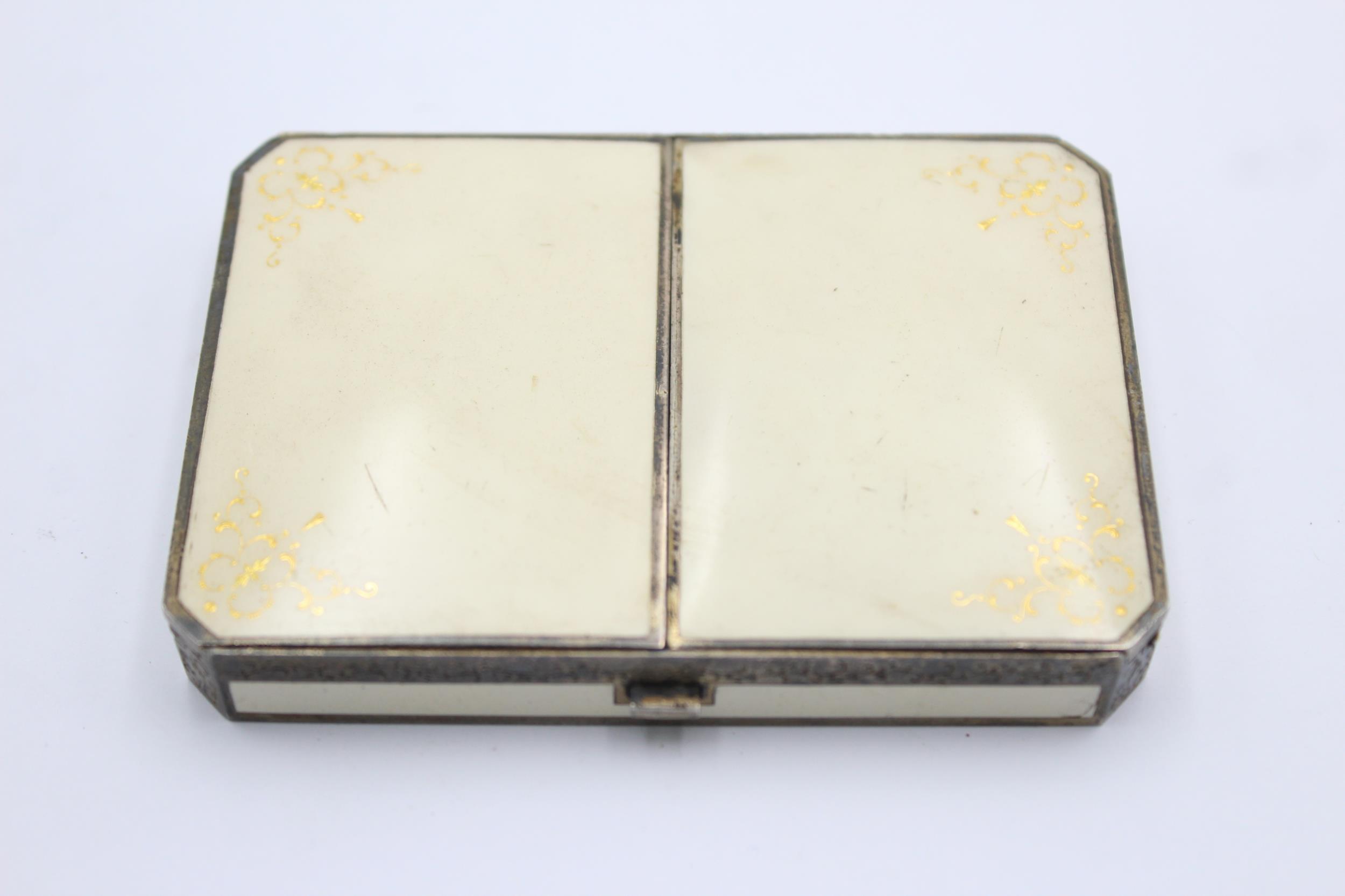 Vintage Stamped .925 STERLING SILVER & Enamel Ladies Cigarette Case (150g) // Maker - Unidentifiable