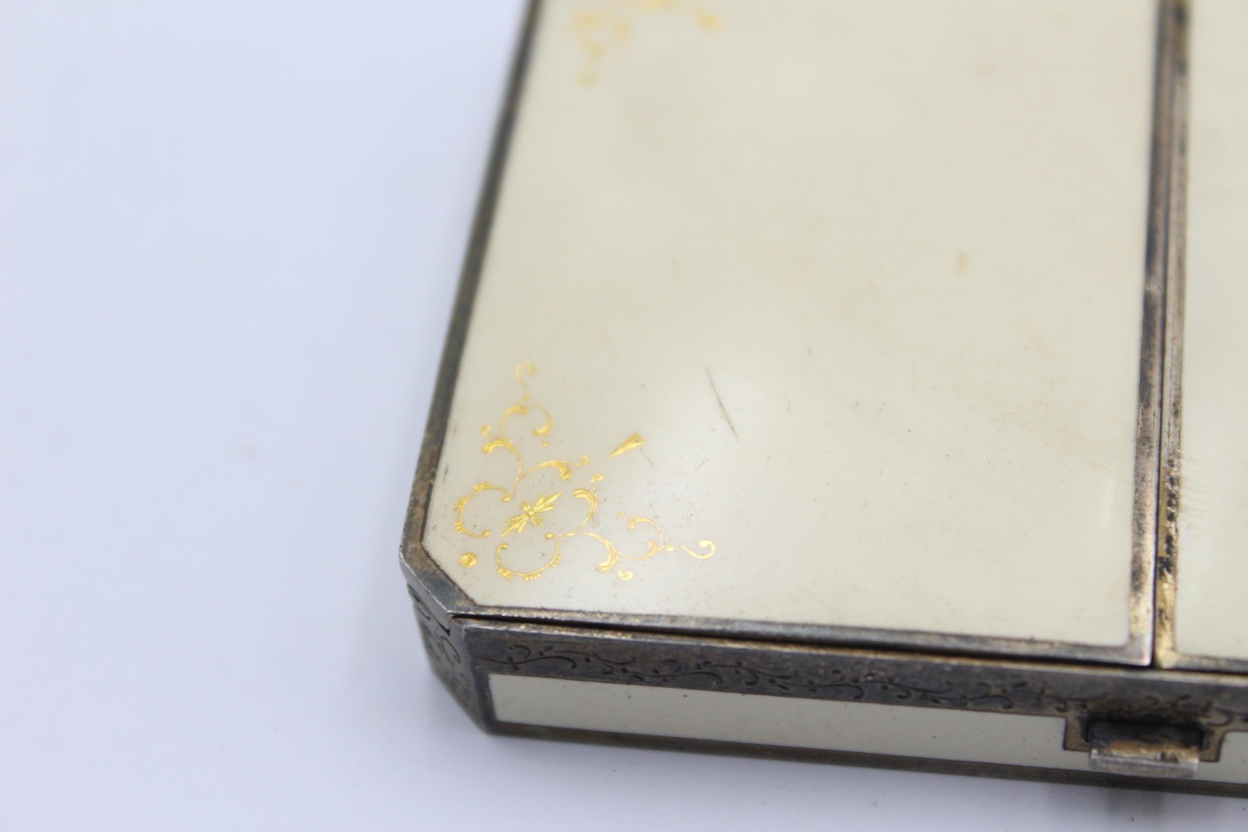 Vintage Stamped .925 STERLING SILVER & Enamel Ladies Cigarette Case (150g) // Maker - Unidentifiable - Image 3 of 6