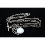 .925 Watch Chain Style Necklace With Gemstone Swivel Fob (39g)