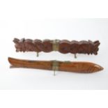 2 x Vintage/Antique Carving Knife Sets inc. Carved Wooden Casing, Fish, Dragon 2 x Vintage/Antique