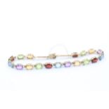 9ct Gold Multi-Gemstone Rainbow Link Bracelet Inc. Garnet, Peridot, Topaz, Amethyst & Citrine (6.7g)