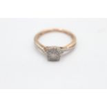 9ct Gold Diamond Halo Ring With Diamond Set Shank (2.1g) Size L
