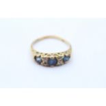 18ct Gold Diamond & Sapphire Seven Stone Ring (3.6g) Size O