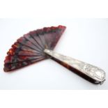 Art Nouveau Hallmarked 1908 Birmingham STERLING SILVER Case Hand-Fan 36g Maker - Arthur Johnson