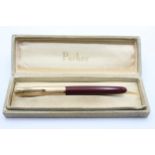 Vintage PARKER 51 Burgundy FOUNTAIN PEN w/ Rolled Gold Cap WRITING Boxed Vintage PARKER 51