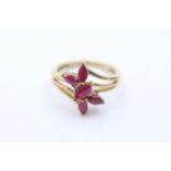 9ct Gold Diamond & Ruby Dress Ring (2.9g) Size L